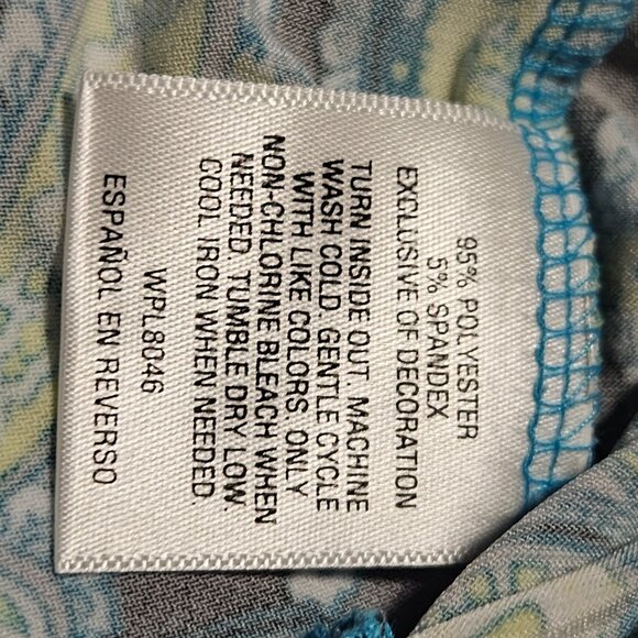 Jm Collection Paisley Tunic Top Womens Plus Size XL Petite Blue Embellished - Picture 7 of 7